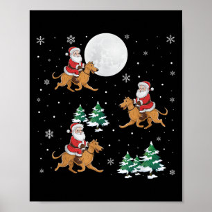 Póster Árbol de navidad Santa Riding Perro lobo irlandés 