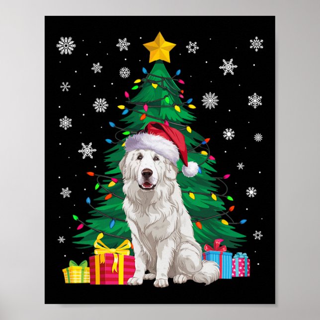 Póster Árbol de navidad sudoroso ilumina el gran perro de (Frente)
