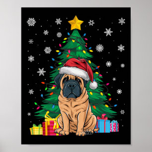Póster Árbol de navidad sudoroso ilumina perro escarabajo