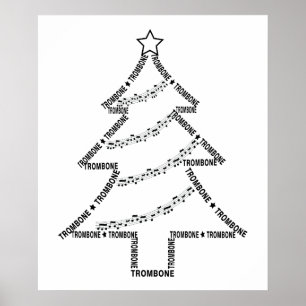Póster Árbol de Navidad Trombone Text