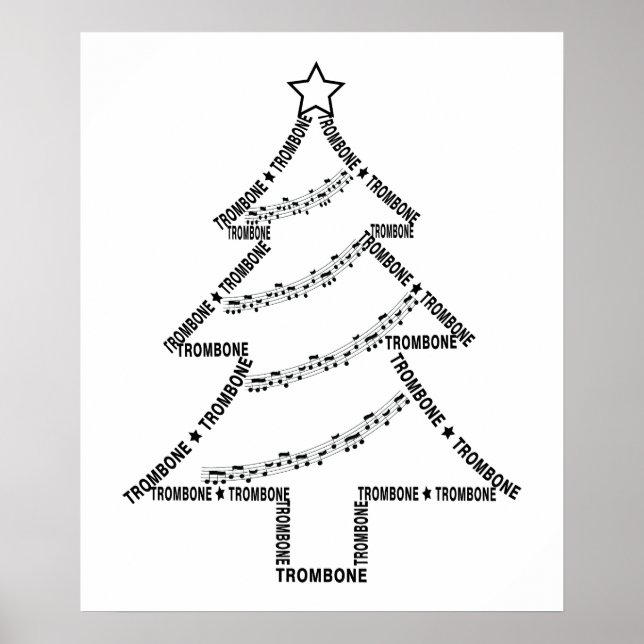 Póster Árbol de Navidad Trombone Text (Frente)