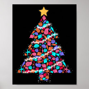 Póster Árbol de Navidad Tropical Verano Fiesta de Navidad