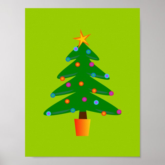 Póster Árbol de Navidad Verde Festivo (Frente)