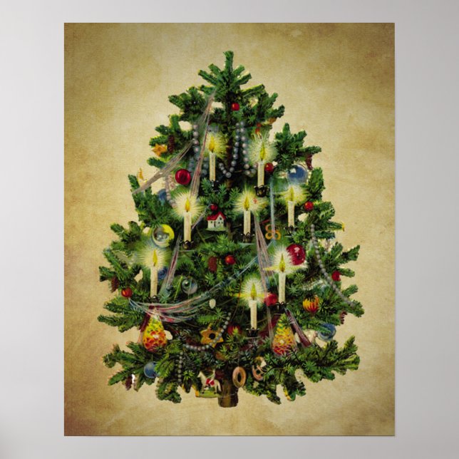Póster árbol de navidad vintage (Frente)