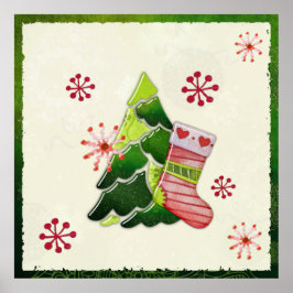 Póster Árbol de Navidad y Whimsey aleteado