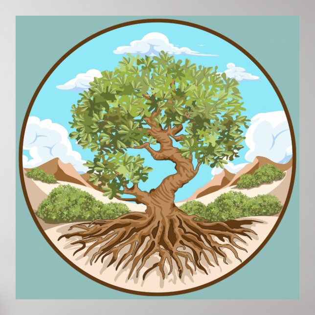 Póster Árbol de oliva Símbolo de paz en tierra palestina  (Frente)