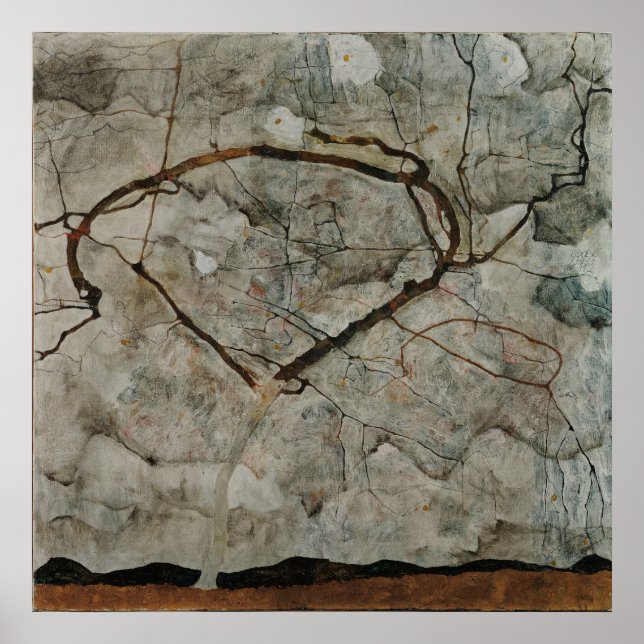 Póster Árbol de otoño en movimiento por Egon Schiele (Frente)