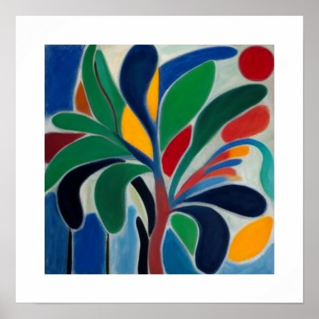 Póster Árbol de Palma Abstracto Colorido (Frente)