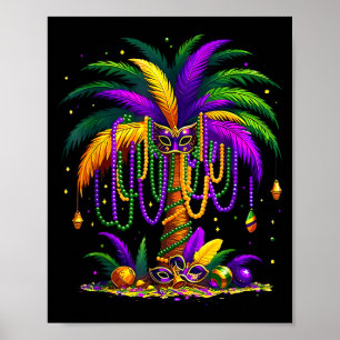 Póster Árbol de Palma de Mardi Gras Hawaiano Tropical Fie