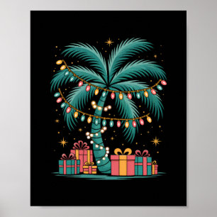 Póster Árbol de palma hawaiano de Navidad tropical con L