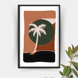 Póster Árbol de palmas abstracto minimalista en tonos de