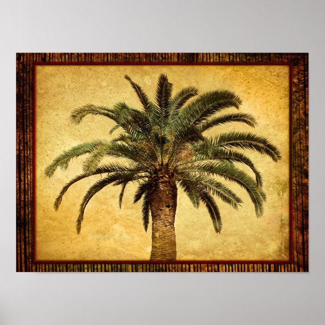 Póster Árbol de palmas de época - Plantilla personalizada (Frente)