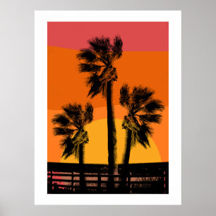 Póster Árbol de palmeras de la playa Sunset