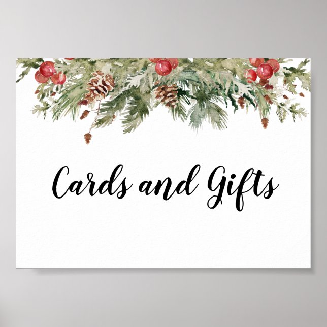 Póster Árbol de pino verde acuático y cono de pino (Frente)