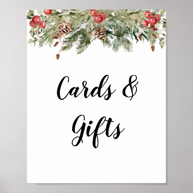 Póster Árbol de pino verde acuático y cono de pino (Frente)