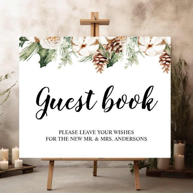 Póster Árbol de pino verde acuático y flores blancas (Subido por el creador)