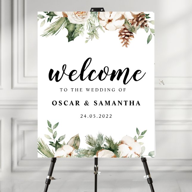 Póster Árbol de pino verde acuático y flores blancas (Subido por el creador)