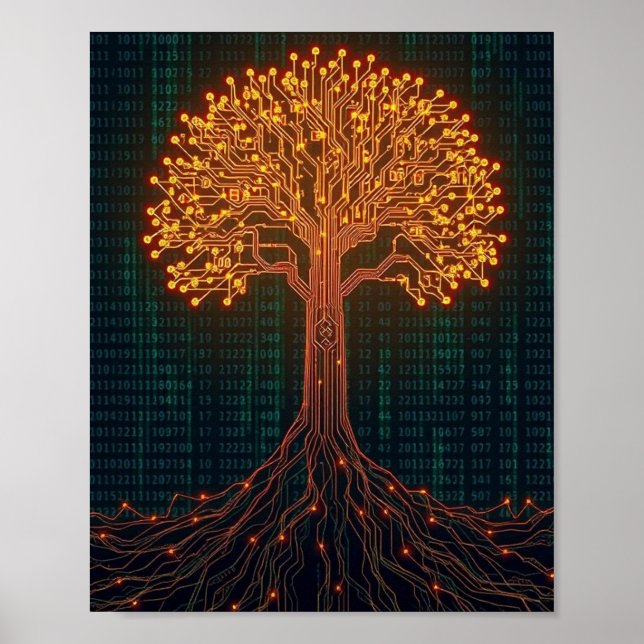 Póster Árbol de placa de circuito luminoso (Frente)