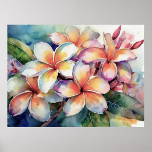Póster Árbol de Plumeria Rosa de Hawái