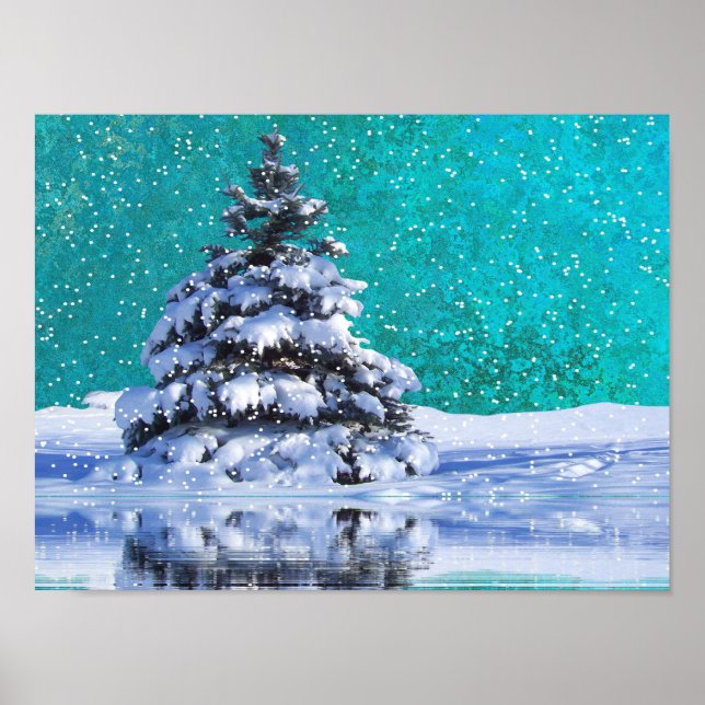 Póster Árbol de ráfagas de nieve (Frente)