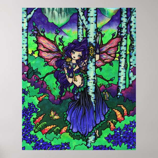 Póster "Árbol de secretos" Fairy Dragon Fantasy Forest Ar (Frente)