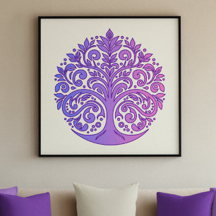 Póster Árbol de serenidad Mandala - Tonos tranquilizadore