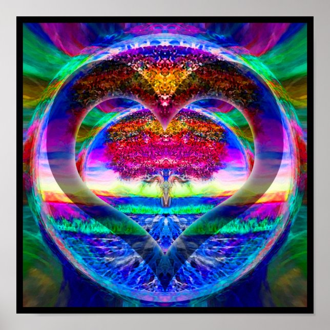 Póster Árbol de vida arcoiris del corazón (Frente)
