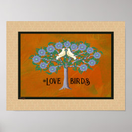 Póster Árbol de vida con 2 palomas 12/18 Poster