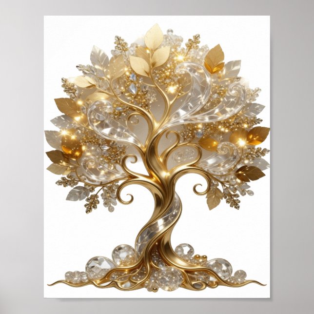 Póster Árbol de Vida Dorado Moderno (Frente)
