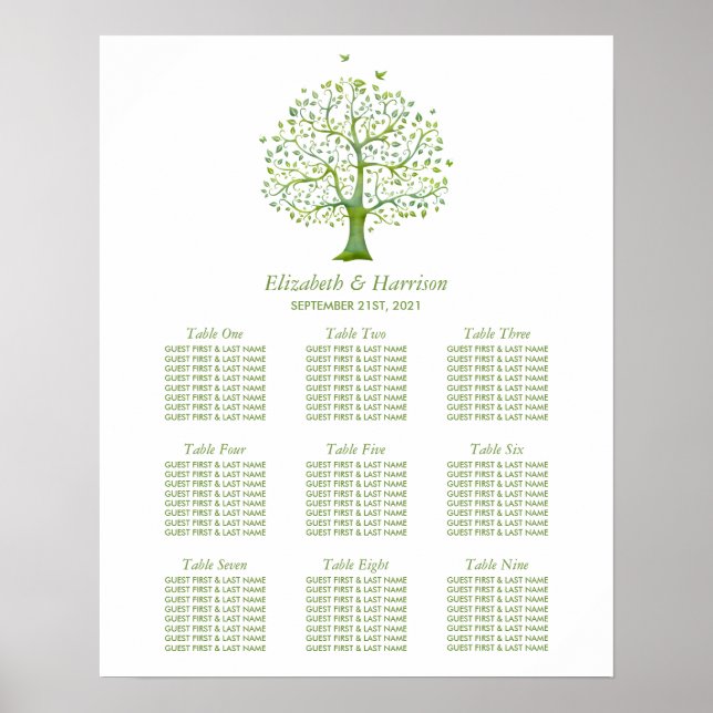 Póster Árbol de vida, elegante gráfico de asientos de bod (Frente)