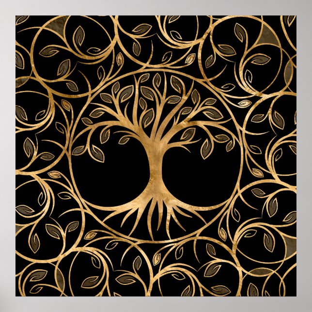 Póster Árbol de vida - Marco Yggdrasil Mandala (Frente)