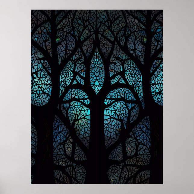 Póster Árbol de vida - Mosaico místico del bosque (Frente)