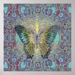 Póster Árbol de vida y mariposa