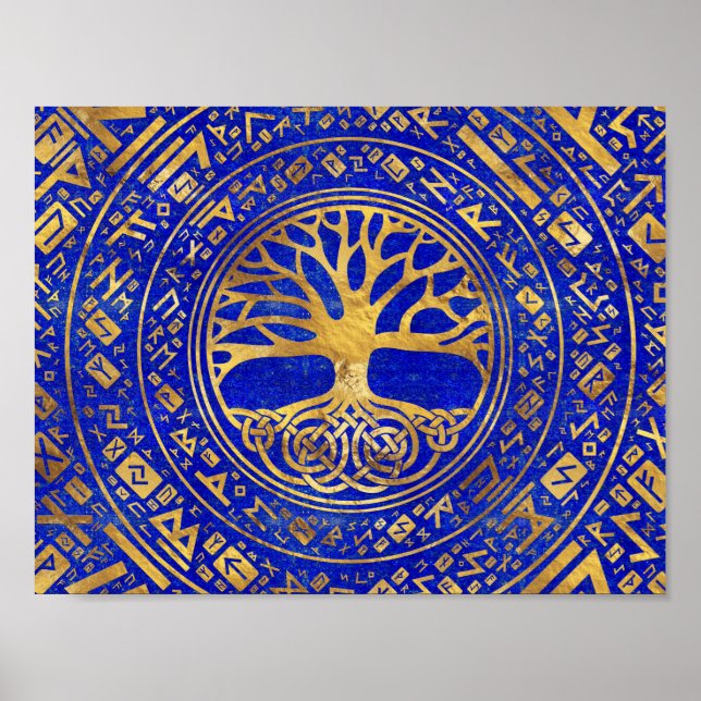 Póster Árbol de vida - Yggdrasil - Lapis Lazuli (Frente)