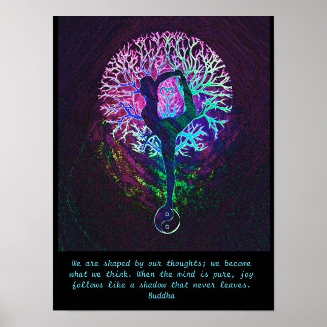 Póster Árbol de yoga - Cita de Buda (Frente)