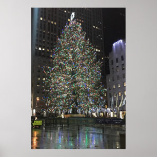 Póster Árbol del Centro de Rockefeller de NYC para Navida