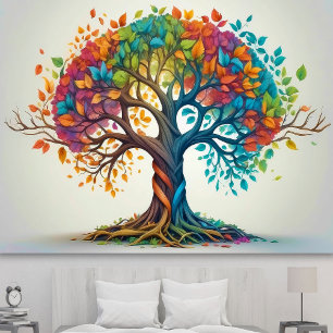 Póster Árbol Del Cerebro Humano Colorido Caída De Hojas E