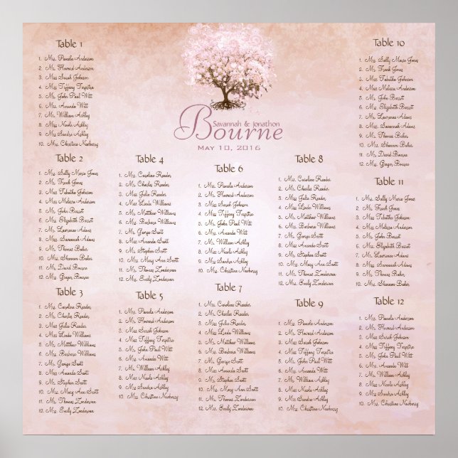 Póster Árbol del Corazón Simplemente Rosa Pájaro de Amor  (Frente)