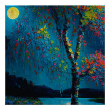 Árbol del río de la Luna mágica en estilo de pintu
