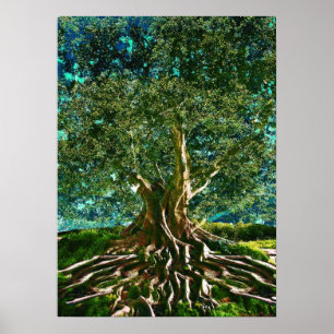 Póster Árbol del verde de la vida