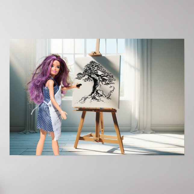 Póster Árbol dibujado en carbón  (Frente)