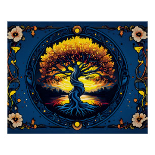 Póster Árbol Dorado De Equilibrio