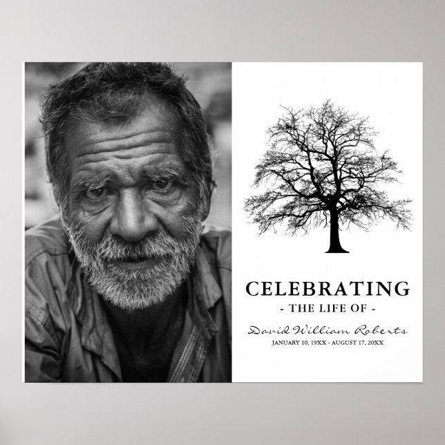 Póster Árbol elegante | Foto de recuerdo de funeral (Frente)