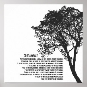 Póster Árbol en Blanco y Negro Hazlo De Todos Modos