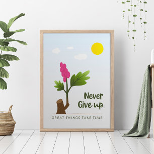 Póster Árbol en crecimiento con texto motivacional.