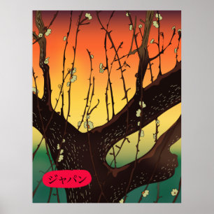 Póster Árbol en flor de Japón