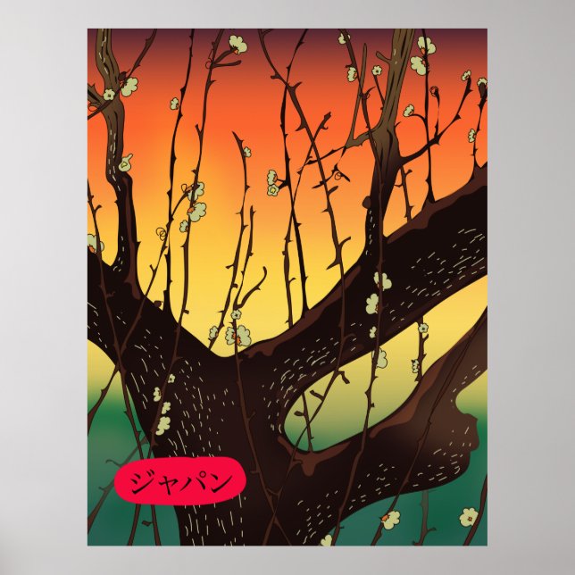 Póster Árbol en flor de Japón (Frente)