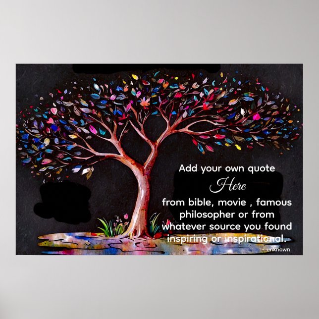 Póster *~* Árbol Etéreo artístico Cita DIY Negro AP81 (Frente)