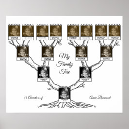 Póster Árbol familiar con texto y foto Personalizado de 1