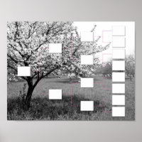 Árbol familiar floreciente: gráfico de pared de 4